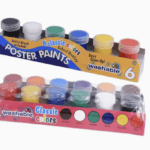 Temperas 6 colores con pincel pintura lavable para niños